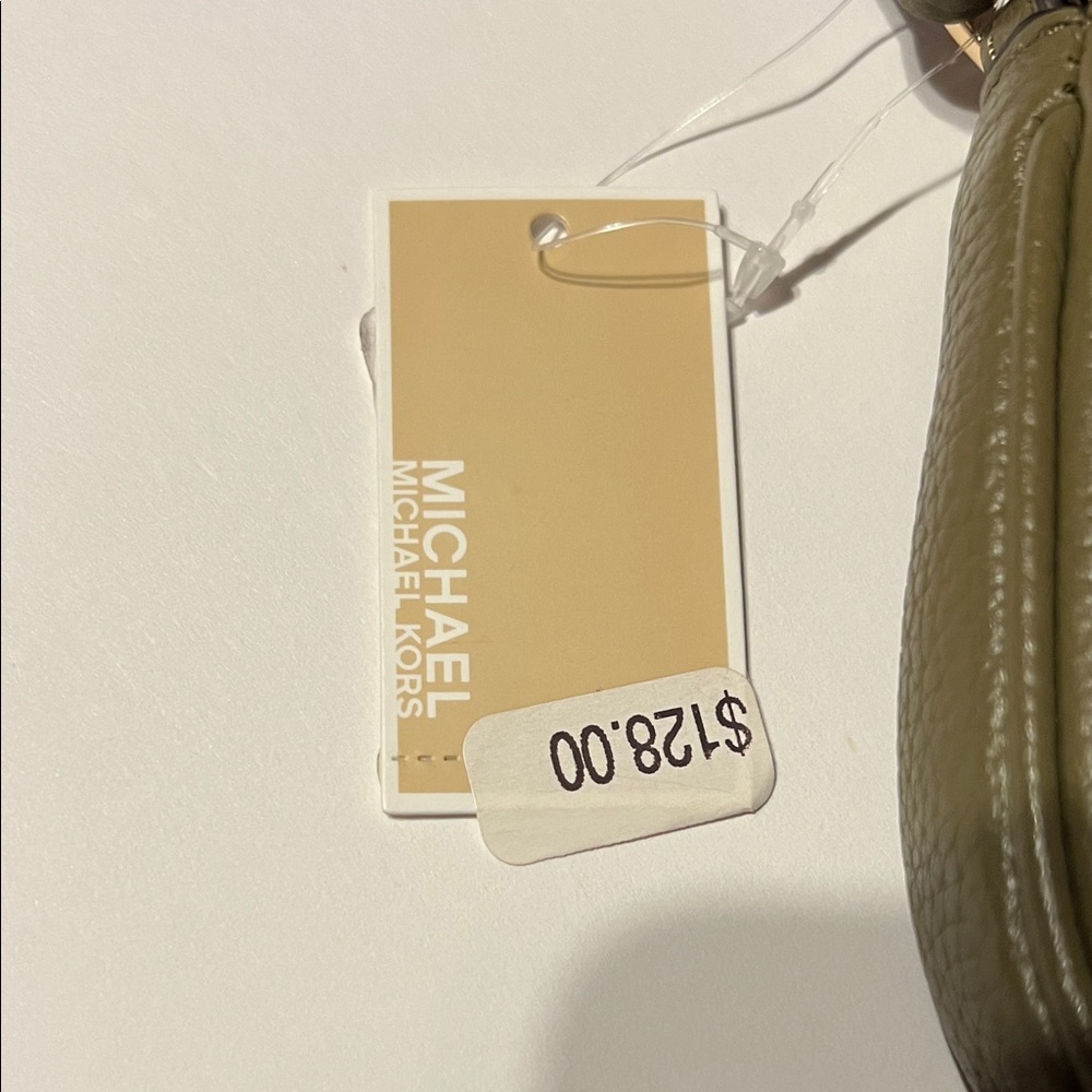 Michael Kors Olive Leather Shoulder Bag with Buckle Detail - Picture 2 of 5